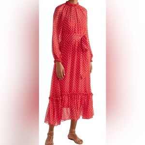 Zimmermann Belted Polka Dot Georgette Midi Dress
